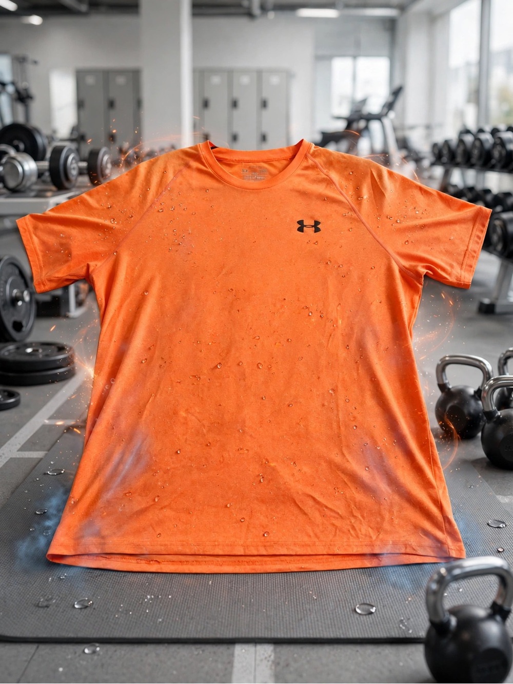 Under Armour Heat Gear - Neon Orange Mens L/G - Workout Performance Tee Like New